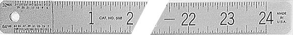 #608 - Stainless Steel One-Sided Ruler - Inch with Sub-Zero in 16th/32nd