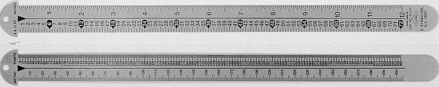 #612-H - Stainless Steel Two-Sided Line Gauges - Point-Inches/Metric-Point