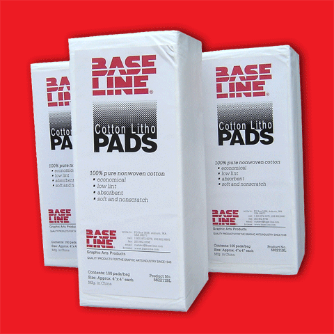 Base-Line Cotton Litho Pads 4" x 4"