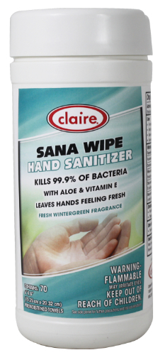 Claire 973 Sana Wipe Hand Sanitizer Wipes