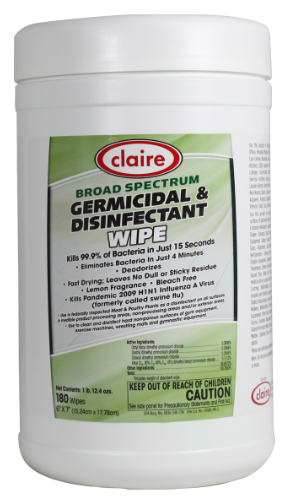 Claire 989 Broad Spectrum Germicidal and Disinfectant Wipes
