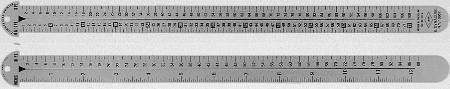 #612-A - Stainless Steel 12" Two-Sided Line Gauge - 6,12,8 Point/Inch-10 Point
