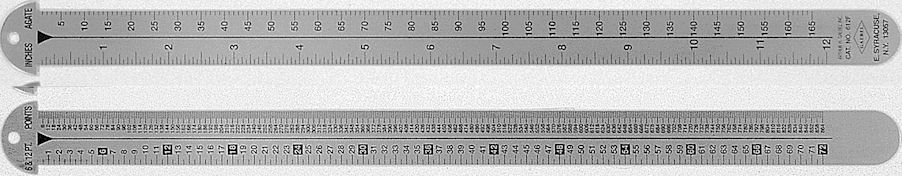 #612-F - Stainless Steel 12" Two-Sided Line Gauges - Inch-Agate/Pica-Point