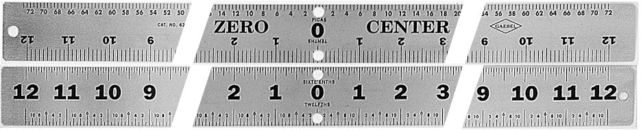 #627 - Stainless Steel 36" Two-Sided Zero-Center Ruler - Inch-inch/Inch-Pica