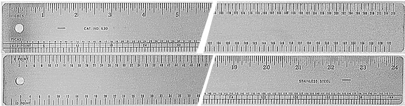 #630 - Stainless Steel Ruler 24" 2-Sided - Inch-Pica/8 and 10 Point