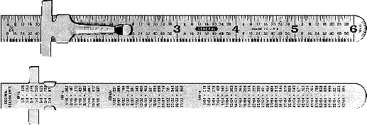 #64 - Stainless Steel 6" Two-Sided Ruler with Clip - Inch/Decimal Equivalences