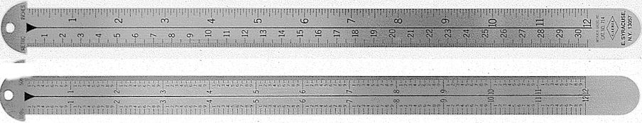 #714 - Stainless Steel 12" Two-Sided Line Gauge - Metric-inch/Inch(10th-100th)